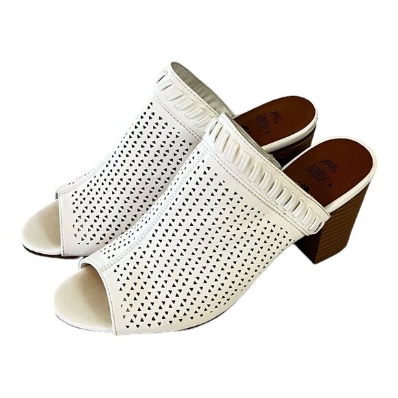 Sonoma Womens Vitalize Open-Toe Block Heel Mules Size 7.5 White Faux Leather - Picture 2 of 7